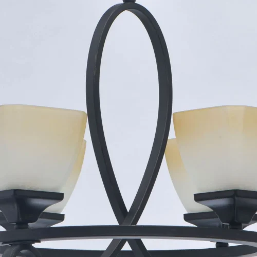 Люстра подвесная Замок 249018304 MW-Light бежевая на 4 лампы, основание чёрное в стиле кантри  фото 7