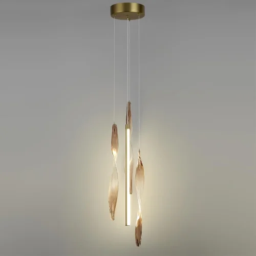 Светильник подвесной ЛЕД Спира (Spira) 5468/9L Odeon Light бежевый коричневый на 1 лампу, основание латунь в стиле классический современный фото 4