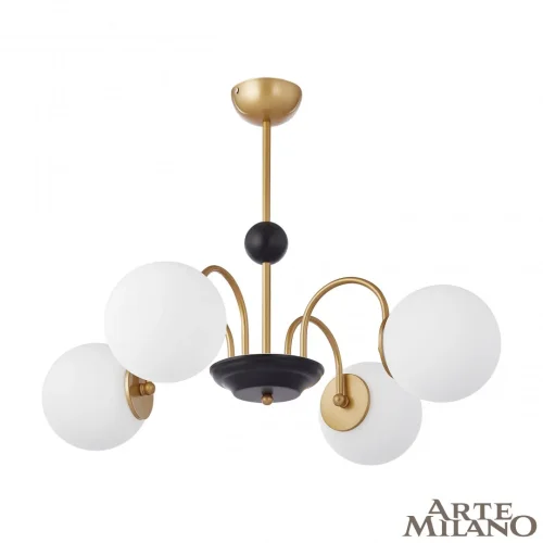 Люстра на штанге AM-Napoli 312066/D700/4 BS/BK Arte Milano белая на 4 лампы, основание латунь в стиле современный 