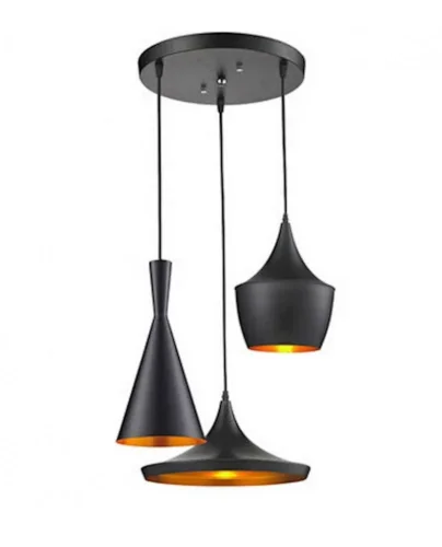 Светильник подвесной Foggi  LDP 7712-3 BK Lumina Deco чёрный 3 лампы, основание чёрное в стиле современный лофт 