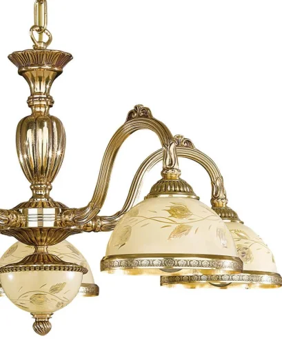 Люстра подвесная  L 6308/5 Reccagni Angelo жёлтая на 5 ламп, основание золотое в стиле классический  фото 3