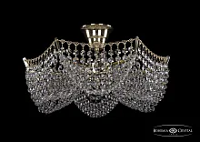 Люстра потолочная хрустальная 77081/42 G Bohemia Ivele Crystal прозрачная на 3 лампы, основание золотое в стиле классика sp