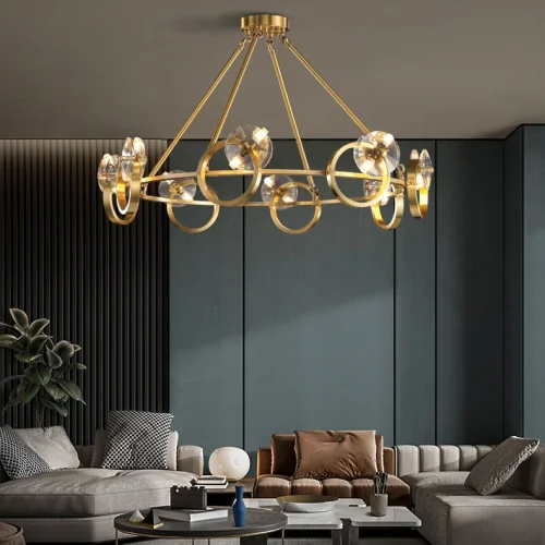 Люстра подвесная ADONICA CH D85 195462-23 ImperiumLoft прозрачная на 16 ламп, основание латунь в стиле современный фото 5