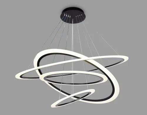 Люстра подвесная LED с пультом FA4365 Ambrella light белая чёрная на 1 лампа, основание чёрное в стиле современный хай-тек с пультом кольца фото 3
