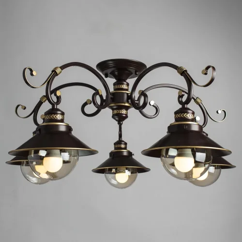 Люстра потолочная Grazioso A4577PL-5CK Arte Lamp прозрачная на 5 ламп, основание коричневое в стиле кантри  фото 2