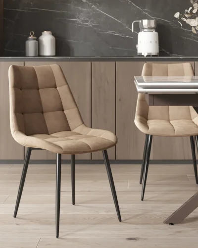 Стул Флекс New, велюр мокка УТ000039293 Stool Group, коричневый шоколад капучино/велюр, ножки/металл/чёрный, размеры - *830**** фото 2