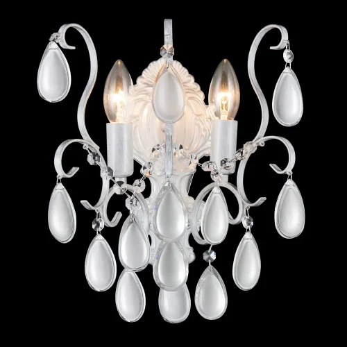Бра  SEVILIA AP2 SILVER Crystal Lux серебряный на 2 лампы, основание белое в стиле арт-деко 