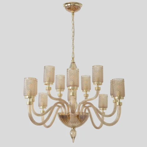 Люстра подвесная SILVESTRO SP12 AMBER Crystal Lux золотая янтарная на 12 ламп, основание золотое янтарное в стиле классический фото 4