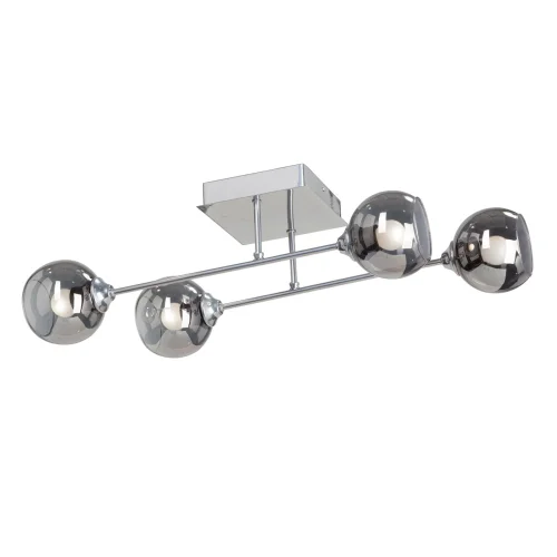 Люстра потолочная V4911-9/4PL Vitaluce серая чёрная на 4 лампы, основание хром в стиле арт-деко шар