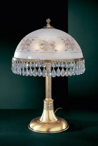 Настольная лампа P 6000 G Reccagni Angelo белая прозрачная 2 лампы, основание античное бронза латунь металл в стиле классический 