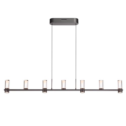 Светильник подвесной LED Defance 7143/45L Odeon Light прозрачный на 7 ламп, основание серое чёрное в стиле современный классический линейный фото 3