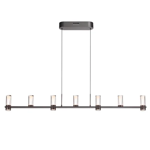 Светильник подвесной Defance 7143/45L Odeon Light прозрачный на 7 ламп, основание серое чёрное в стиле современный классический линейный фото 3