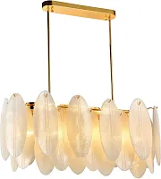 Люстра на штанге Rimini V10437-PL Moderli белая на 8 ламп, основание золотое в стиле современный флористика 