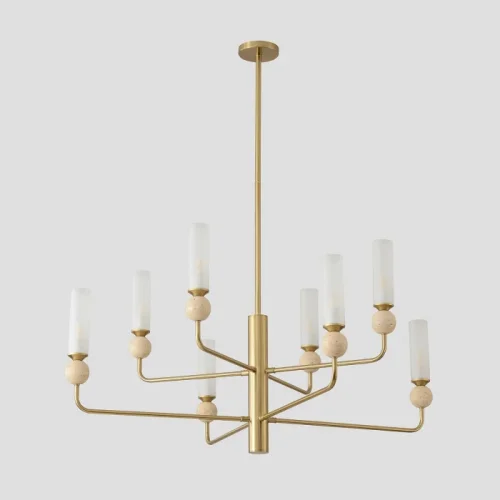 Люстра на штанге SIMPLY SP8 BRASS Crystal Lux белая на 8 ламп, основание латунь в стиле минимализм фото 2 Люстра на штанге SIMPLY SP8 BRASS Crystal Lux белая на 8 ламп, основание латунь в стиле минимализм фото 2