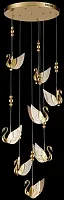 Люстра подвесная LED с пультом Letizia WE466.08.306 Wertmark золотая на 8 ламп, основание золотое в стиле современный с пультом каскад птички
