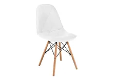 Деревянный стул Kvadro 1 white / wood 15365 Woodville, белый/экокожа, ножки/массив бука дерево/натуральный, размеры - ****440*510
