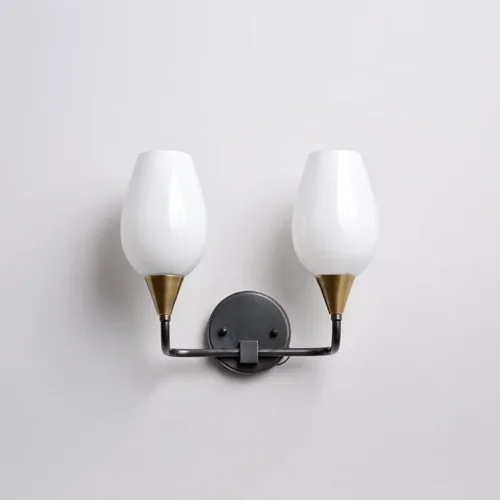 Настенное бра VIOLA MILK WALL 2 182049-26 ImperiumLoft белый на 2 лампы, основание латунь в стиле современный 