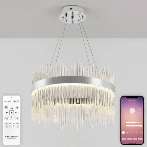 Люстра подвесная LED с пультом INNOVATION STYLE 83157 Natali Kovaltseva прозрачная на 1 лампу, основание хром в стиле современный с пультом фото 2