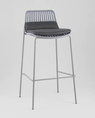 Стул барный Louran с подушкой, серый УТ000040187 Stool Group, серый/экокожа, ножки/металл/серый, размеры - *****