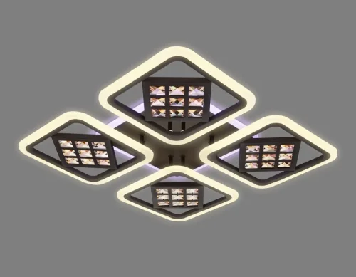 Люстра потолочная LED с пультом Ice FA287 Ambrella light белая на 1 лампа, основание коричневое в стиле современный хай-тек с пультом квадраты фото 4