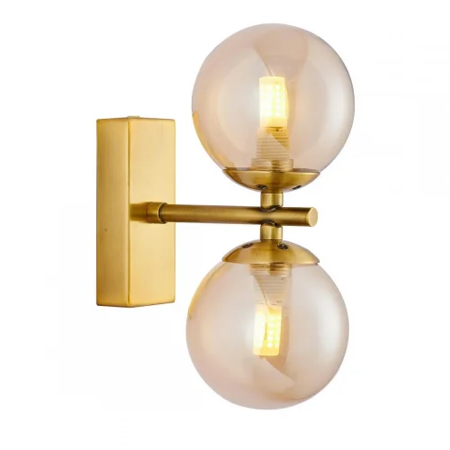 Бра Varietas 2649-2W Favourite янтарный на 2 лампы, основание латунь в стиле современный молекула