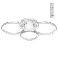 Люстра потолочная LED с пультом Calm 358922 Novotech белая прозрачная на 1 лампа, основание белое в стиле современный хай-тек с пультом кольца