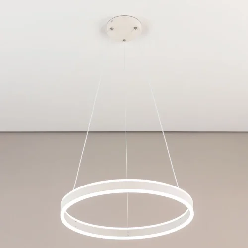 Светильник подвесной LED с пультом Дуэт CL719500 Citilux белый 1 лампа, основание белое в стиле современный минимализм кольца с пультом фото 2