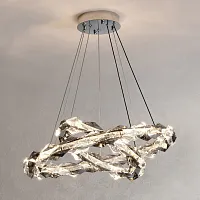 Люстра подвесная JENNIFER D40+60 219976-23 ImperiumLoft прозрачная на 2 лампы, основание хром в стиле современный минимализм 