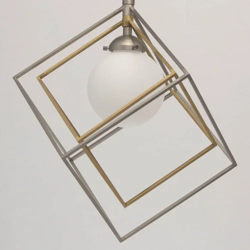 Светильник подвесной Призма 726010301 MW-Light бронзовый матовый никель белый 1 лампа, основание матовое никель в стиле современный куб фото 7