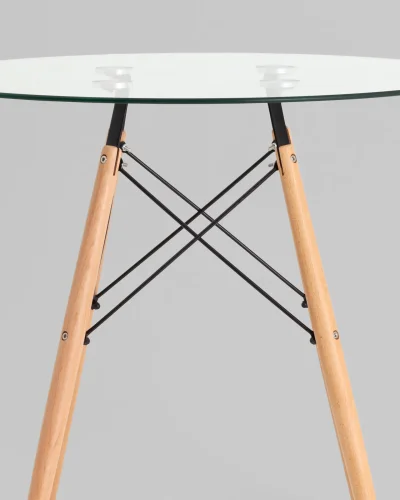 Стол круглый EAMES DSW NEW D=80, стеклянный на деревянных ножках УТ000039068 Stool Group столешница прозрачная из стекло фото 6