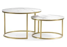 Комплект столиков Плумерия белый мрамор / золото 500008 Woodville столешница белая мрамор из стекло