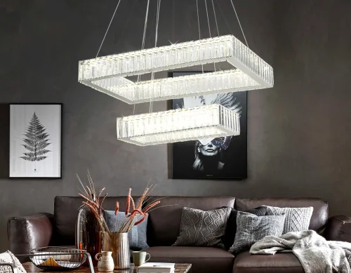 Люстра подвесная LED TR5005 Ambrella light прозрачная на 1 лампа, основание хром в стиле классический современный квадраты фото 2