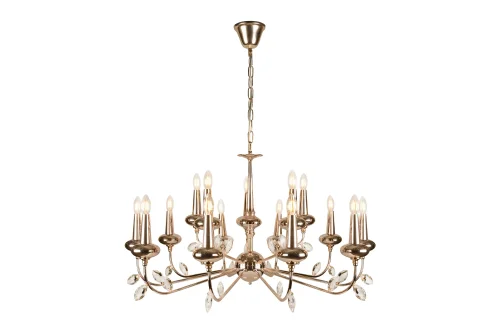 Люстра подвесная Dames 1020-10+5 GD iLamp без плафона на 15 ламп, основание золотое в стиле американский современный Люстра подвесная Dames 1020-10+5 GD iLamp без плафона на 15 ламп, основание золотое в стиле американский современный