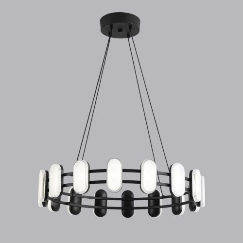 Люстра подвесная LED Ovela 8342/35L Lumion белая на 1 лампу, основание чёрное в стиле минимализм современный хай-тек кольца фото 4