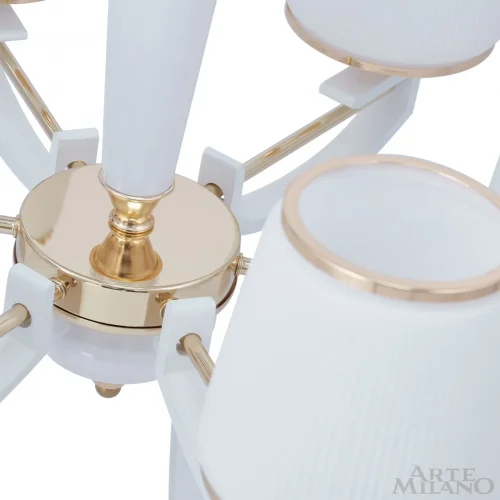 Люстра подвесная Florentia-2457 302457/6 Wh/Gd Arte Milano белая на 6 ламп, основание золотое в стиле современный арт-деко фото 5