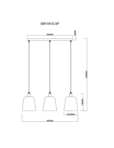 Светильник подвесной Madina MR1410-3P MyFar чёрный 3 лампы, основание чёрное в стиле современный скандинавский лофт  фото 7