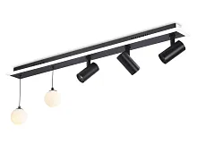 Светильник потолочный LED с пультом FL66202 Ambrella light чёрный 1 лампа, основание чёрное в стиле современный хай-тек трубочки с пультом