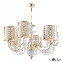 Люстра подвесная Florentia-8857 308857/6 Wh/Gd Arte Milano золотая белая на 6 ламп, основание золотое в стиле современный арт-деко 