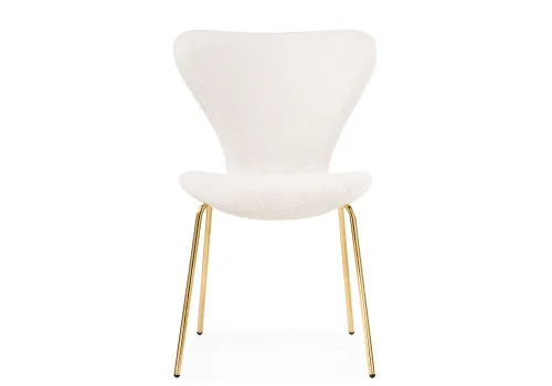 Стул на металлокаркасе Solo white / gold 15598 Woodville, белый/букле, ножки/металл/золотой, размеры - ****520*550 фото 3