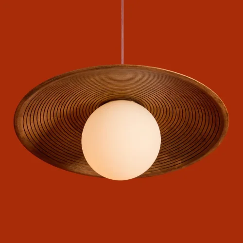 Светильник подвесной Albero FR5589PL-01T1 Freya коричневый белый на 1 лампу, основание латунь в стиле современный кантри фото 7