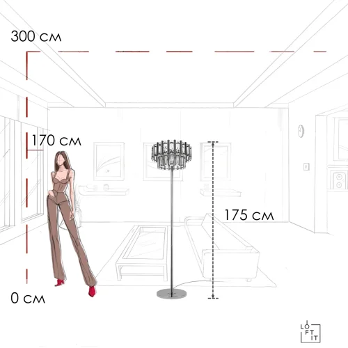 Торшер Boucle 10438F LOFT IT прозрачный на 4 лампы, основание никель в стиле современный фото 7 Торшер Boucle 10438F LOFT IT прозрачный на 4 лампы, основание никель в стиле современный фото 7