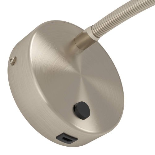 Бра с выключателем LED Olivandino 901783 Eglo матовый никель на 1 лампу, основание матовое никель в стиле современный гибкая ножка для чтения фото 4