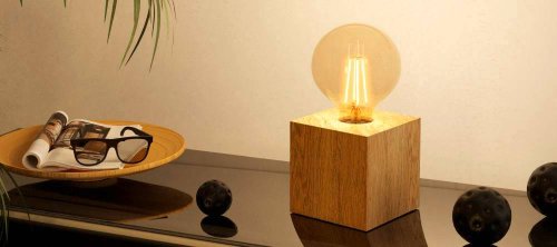 Настольная лампа Prestwick 2 43733 Eglo без плафона 1 лампа, основание бежевое коричневое дерево металл в стиле современный  фото 3