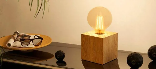 Настольная лампа Prestwick 2 43733 Eglo без плафона 1 лампа, основание бежевое коричневое дерево металл в стиле современный  фото 2