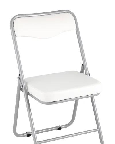 Складной стул Джонни экокожа белый каркас металлик УТ000035363 Stool Group, белый/экокожа, ножки/металл/серый, размеры - ****450*495 фото 2