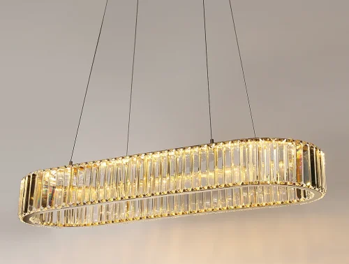 Люстра подвесная LED 8445/90 oval gold NEW Newport прозрачная на 1 лампу, основание золотое в стиле американский современный классический фото 2
