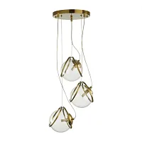Светильник подвесной Wanda 5288/3 Lumion прозрачный 3 лампы, основание латунь в стиле современный шар