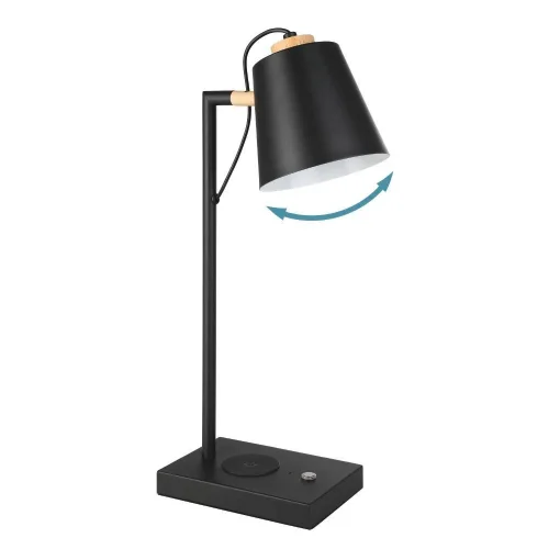 Настольная лампа LED с беспроводной зарядкой Lacey-Qi 900626 Eglo чёрная 1 лампа, основание чёрное металл в стиле современный  фото 3