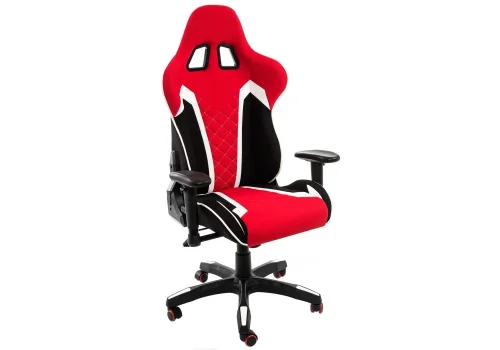 Кресло игровое Prime черное / красное 1859 Woodville, красный/ткань, ножки/металл/чёрный, размеры - *1310***700*700 фото 2