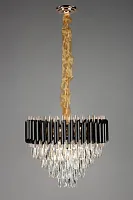 Люстра подвесная хрустальная Certaldo OML-81803-12 Omnilux прозрачная на 12 ламп, основание чёрное золотое в стиле классический 